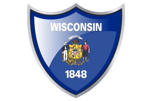 Shield with Flag of Wisconsin flag