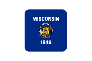 Wisconsin Flag Square Rounded Shape flag