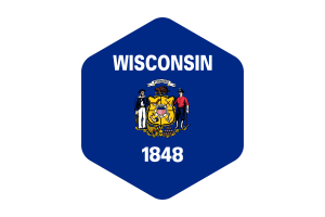 Wisconsin Flag Rounded Hexagon Shape flag