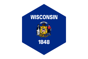 Wisconsin Flag Hexagon Shape flag