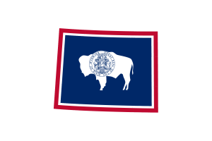 Wyoming Map with Flag flag