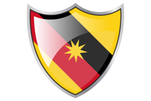 Shield with Flag of Sarawak flag