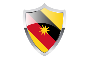 Sarawak Flag with Medieval Heater Shield flag