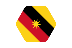 Sarawak Flag Illustration Hexagon Rounded Shape flag