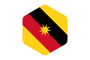 Sarawak Flag Rounded Hexagon Shape flag