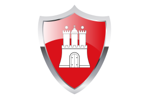 Hamburg Flag with Medieval Heater Shield flag