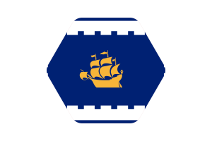 Quebec Flag Illustration Hexagon Rounded Shape flag