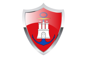 Hamburg Flag with Medieval Heater Shield flag