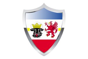 Mecklenburg-Western Pomerania Flag with Medieval Heater Shield flag