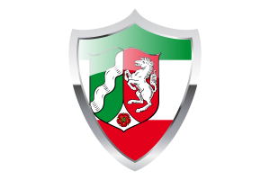 North Rhine-Westphalia Flag with Medieval Heater Shield flag