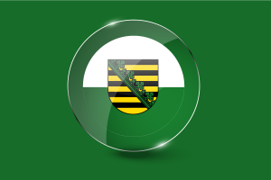 Błyszczący okrągły przycisk flagi Saksonii flag