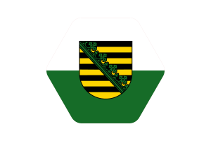 Ilustracja flagi Saksonii w kształcie zaokrąglonego heksagonu flag