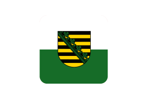 Flaga Saksonii w kształcie kwadratu z zaokrąglonymi rogami flag