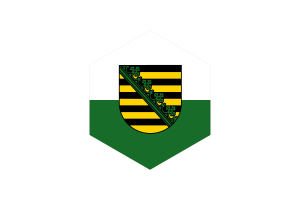 Flaga Saksonii w kształcie heksagonu flag