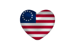 Love of Betsy Ross Heart Shape flag