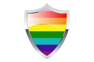 Rainbow Flag with Medieval Heater Shield flag