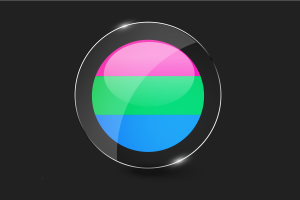 Błyszczący okrągły przycisk flagi poliseksualnej flag