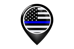 Blue Lives Matter Flag Map Pin Icon flag