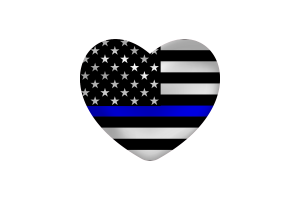 Love of Blue Lives Matter Heart Shape flag