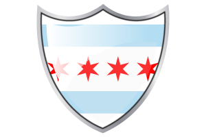 Shield with Flag of Chicago flag