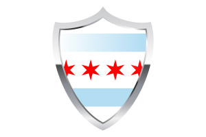 Chicago Flag with Medieval Heater Shield flag