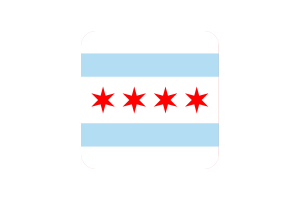 Chicago Flag Square Rounded Shape flag