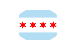Chicago Flag Rounded Hexagon Shape flag