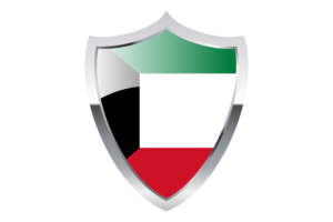 Kuwait Flag with Medieval Heater Shield flag