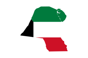kuwait Map with Flag flag