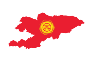 Kyrgyzstan Map with Flag flag