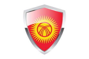 Kyrgyzstan Flag with Pointed Triangular Shield flag