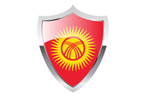 Kyrgyzstan Flag with Medieval Heater Shield flag