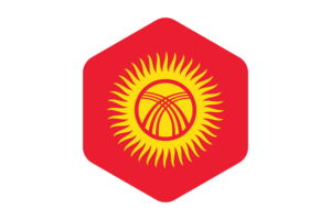 Kyrgyzstan Flag Rounded Hexagon Shape flag