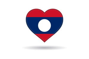 Love of Laos Heart Shape flag