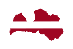 Mapa Łotwy z flagą flag