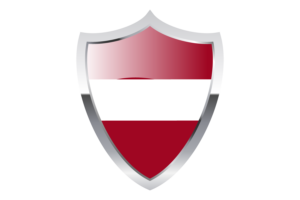 Flaga Łotwy z średniowieczną tarczą grzejną flag