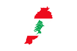 Lebanon Map with Flag flag