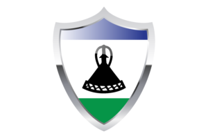 Lesotho Flag with Medieval Heater Shield flag