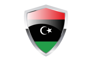 Libya Flag with Pointed Triangular Shield flag