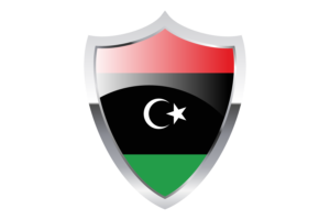 Libya Flag with Medieval Heater Shield flag