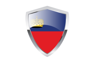 Liechtenstein Flag with Pointed Triangular Shield flag