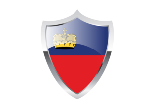 Liechtenstein Flag with Medieval Heater Shield flag