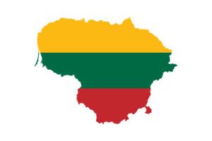 Lithuania Map with Flag flag