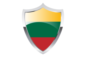 Lithuania Flag with Medieval Heater Shield flag