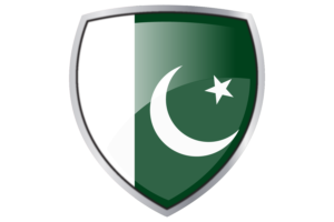 Pakistan Flag Couche Heraldic Shield flag