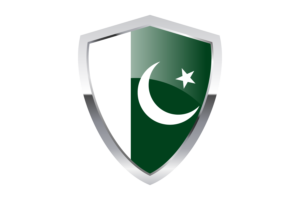 Pakistan Flag with Pointed Triangular Shield flag