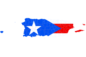 Puerto Rico Map with Flag flag