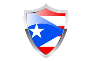 Puerto Rico Flag with Medieval Heater Shield flag