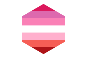Lesbian Flag Hexagon Shape flag