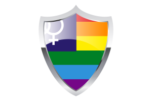 Lesbian Pride Flag with Medieval Heater Shield flag